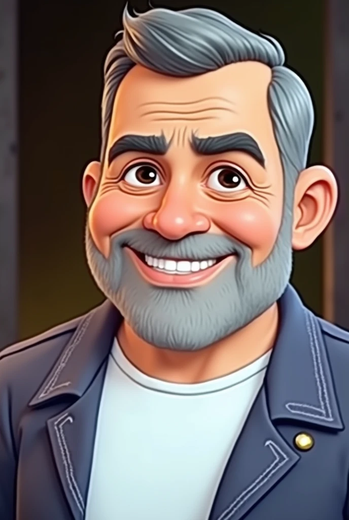Draw the man used in the tip image with his wife, 2 teenage daughters and an  son, both smiling, in the background put trees and a blue sky, make Disney style image 