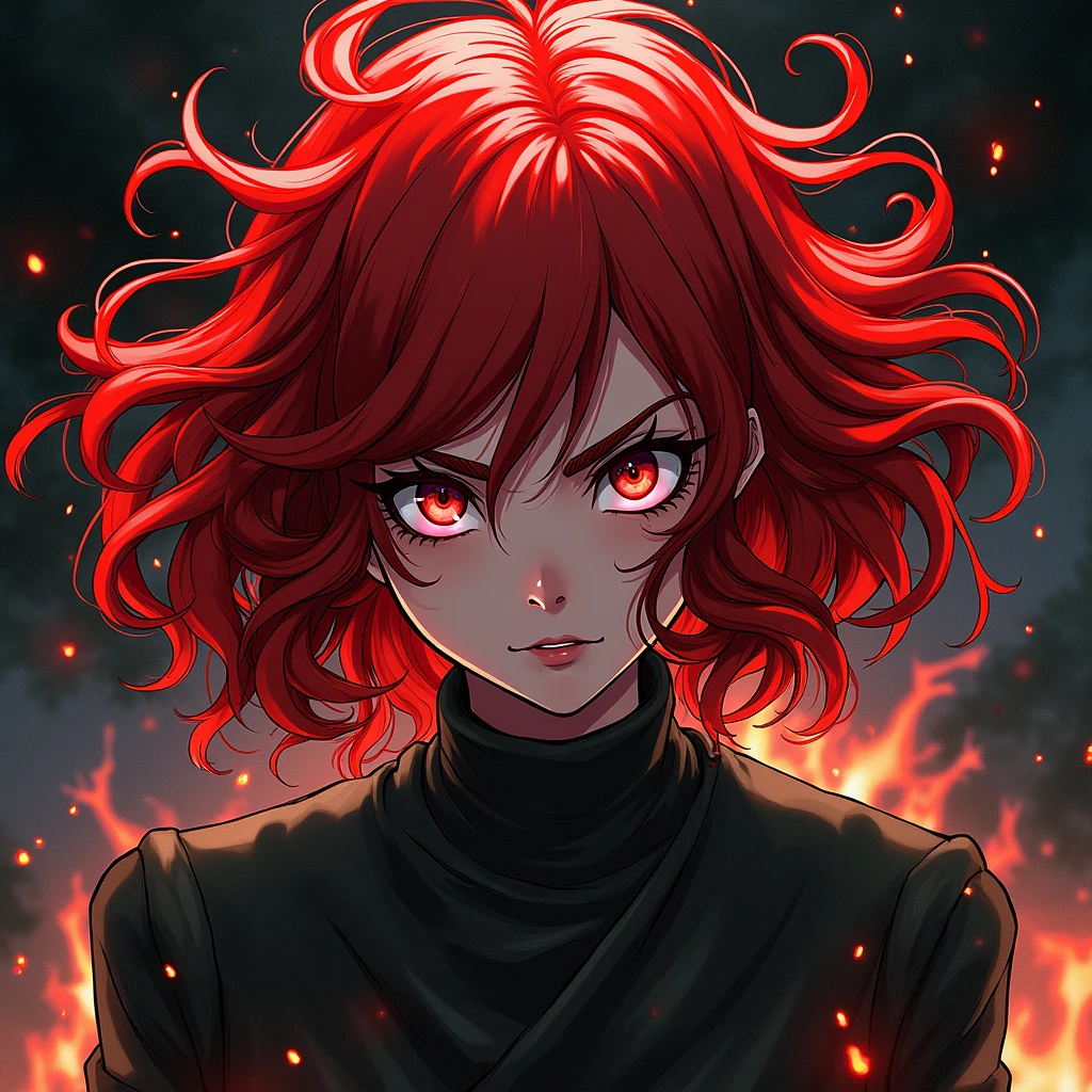 JOJO wind、Stand style、One girl、Screaming、dark face、pupil、Gaze、Red Hair