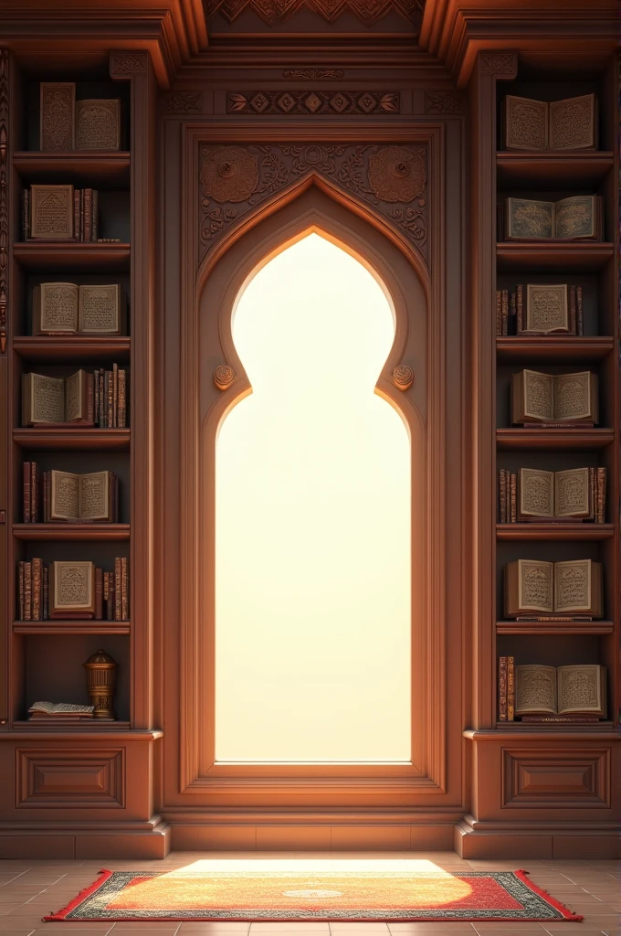 Window background right & left islamic book shelf