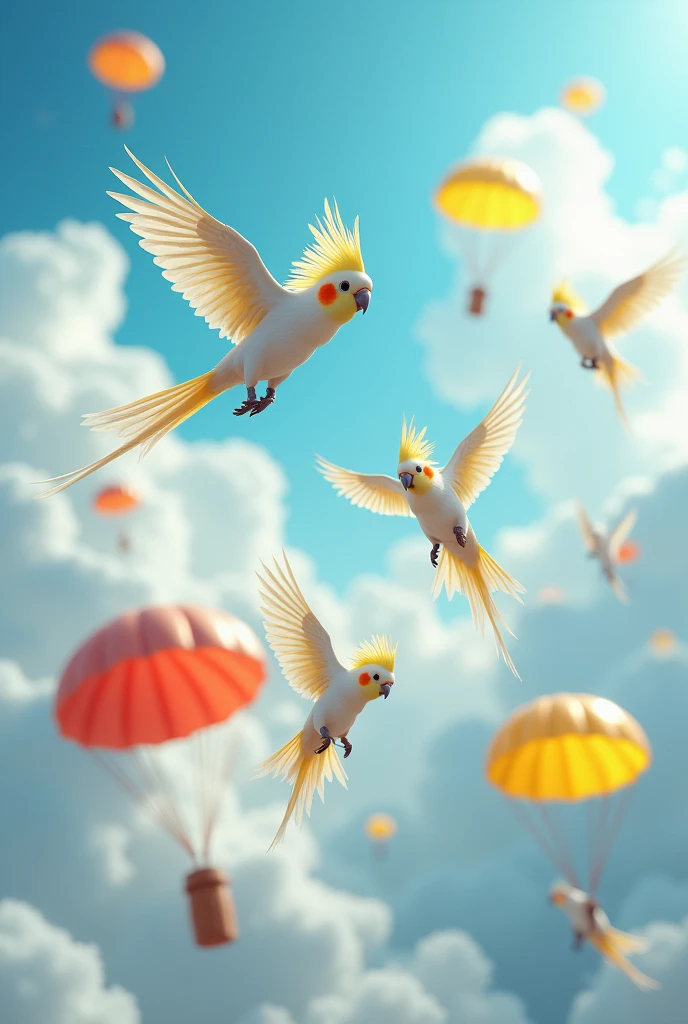 Generate multiple Cockatiel images using parachute
