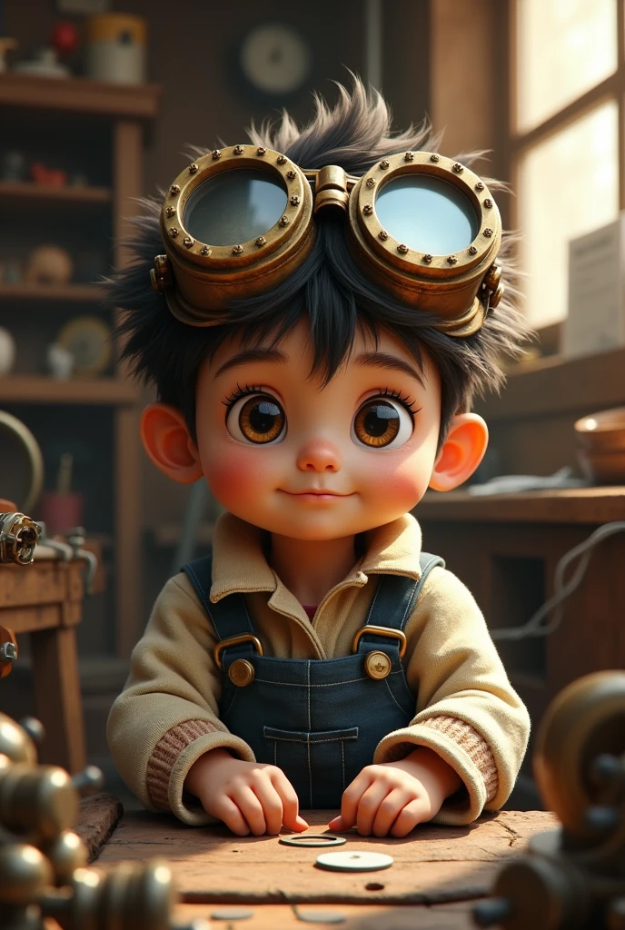 Create a  craftsman with aviation goggles 
