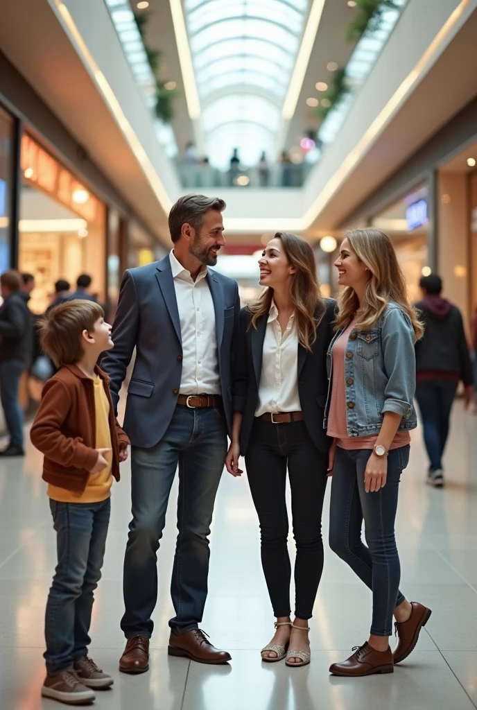 couple with their adult children at the mall