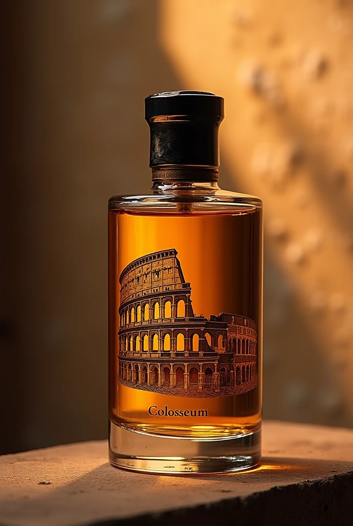 Create a Roman themed perfume, its shape must be cylindrical, Your logo must contain the design of the Coliseum and the name on your label will be The Coliseum 
