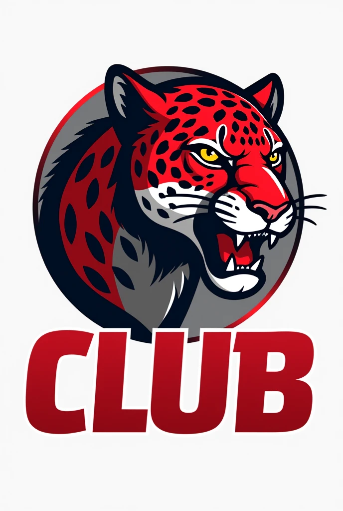 Logo for football team, with a redd club writing, with a leopard 