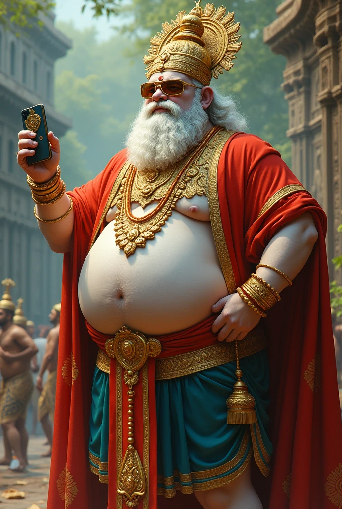 Kerala king Maveli using mobile accessories
Maveli big
Belly fat men
Skin white colour
Using Lots of gold ornaments
Cooling glass