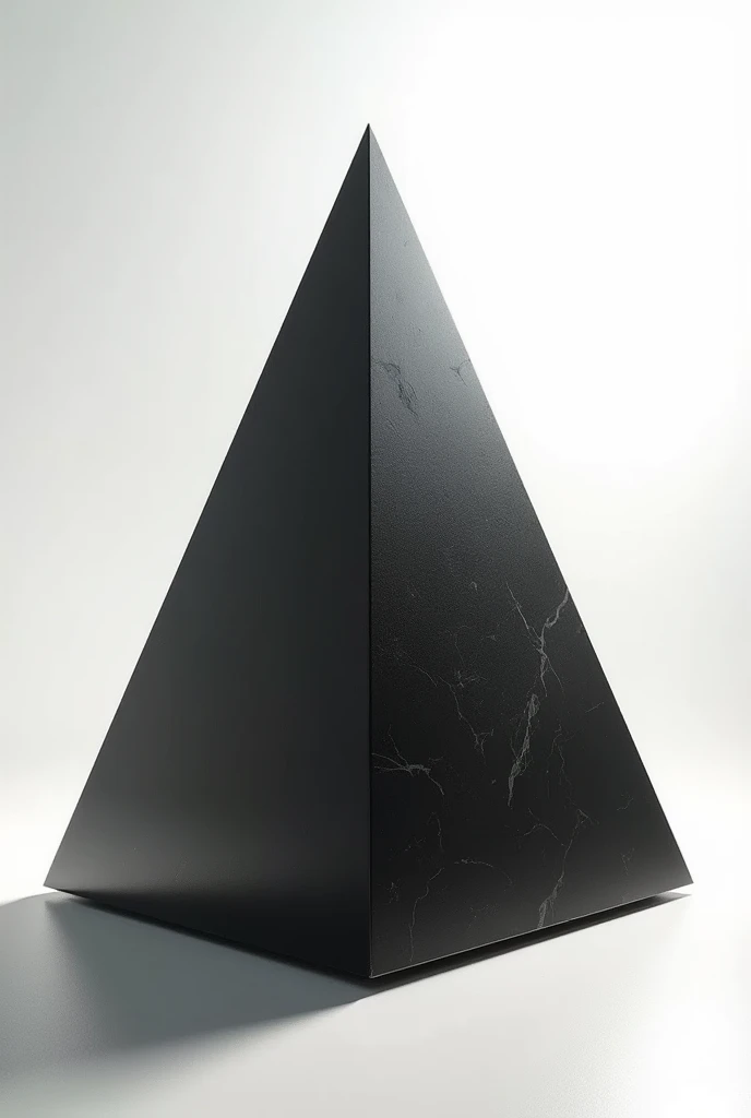 a black pyramid with a white background with strong light and shadow for diagonal