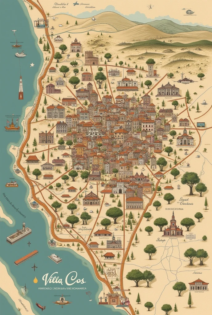 Map of Villa de Cos with Zacatecas, its political division and its names
