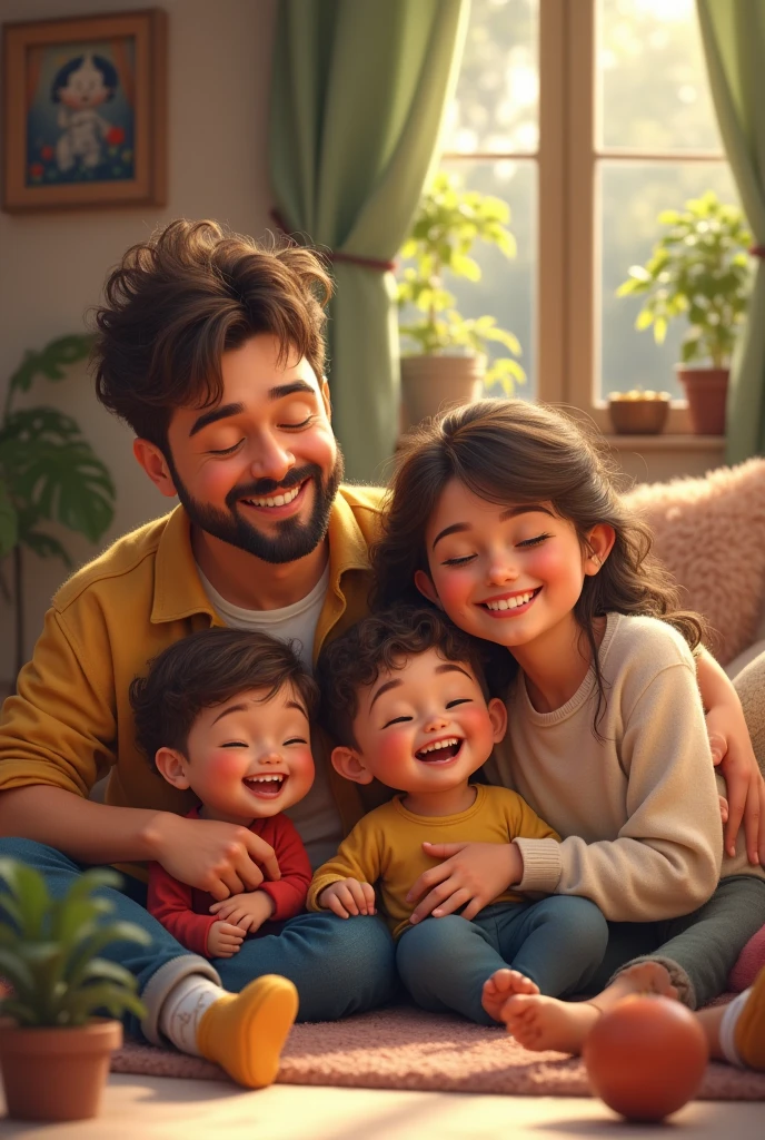 Happy adult family 