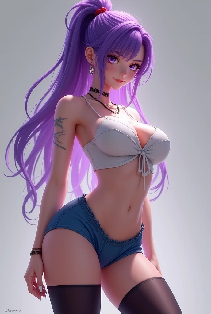 Twin-tailed purple color hair magical little girl Chiabaton young Naughty Poses cute little , underwear, white underwear with lace, medium breasts, shortly before the transformation
