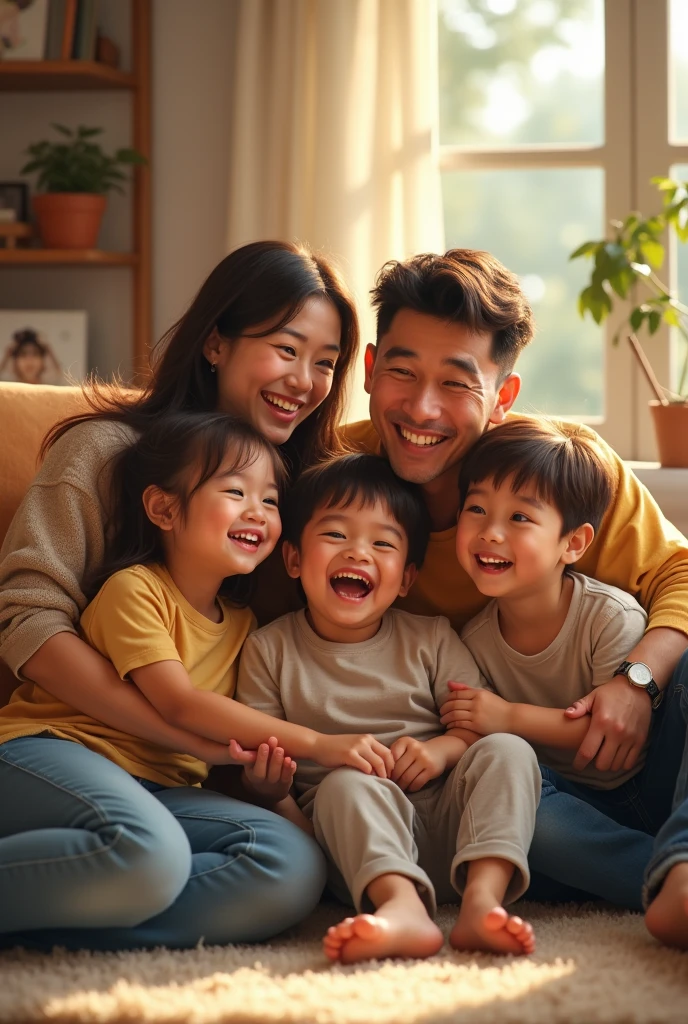 Happy adult family