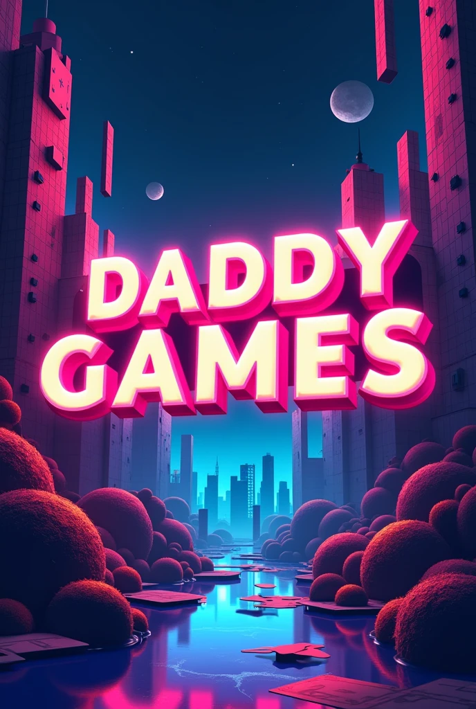 A professional image for a YouTube channel that has retro puzzle games as its theme With the channel name: Daddy Games