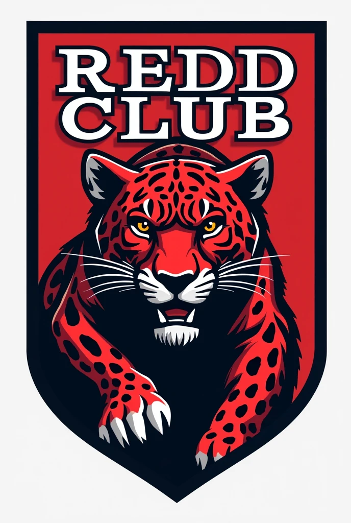 Logo for football team, with a large written writing "REDD CLUB"  and a leopard 