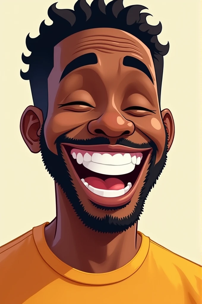 cartoon of a black man smiling exaggeratedly with prominent cheeks