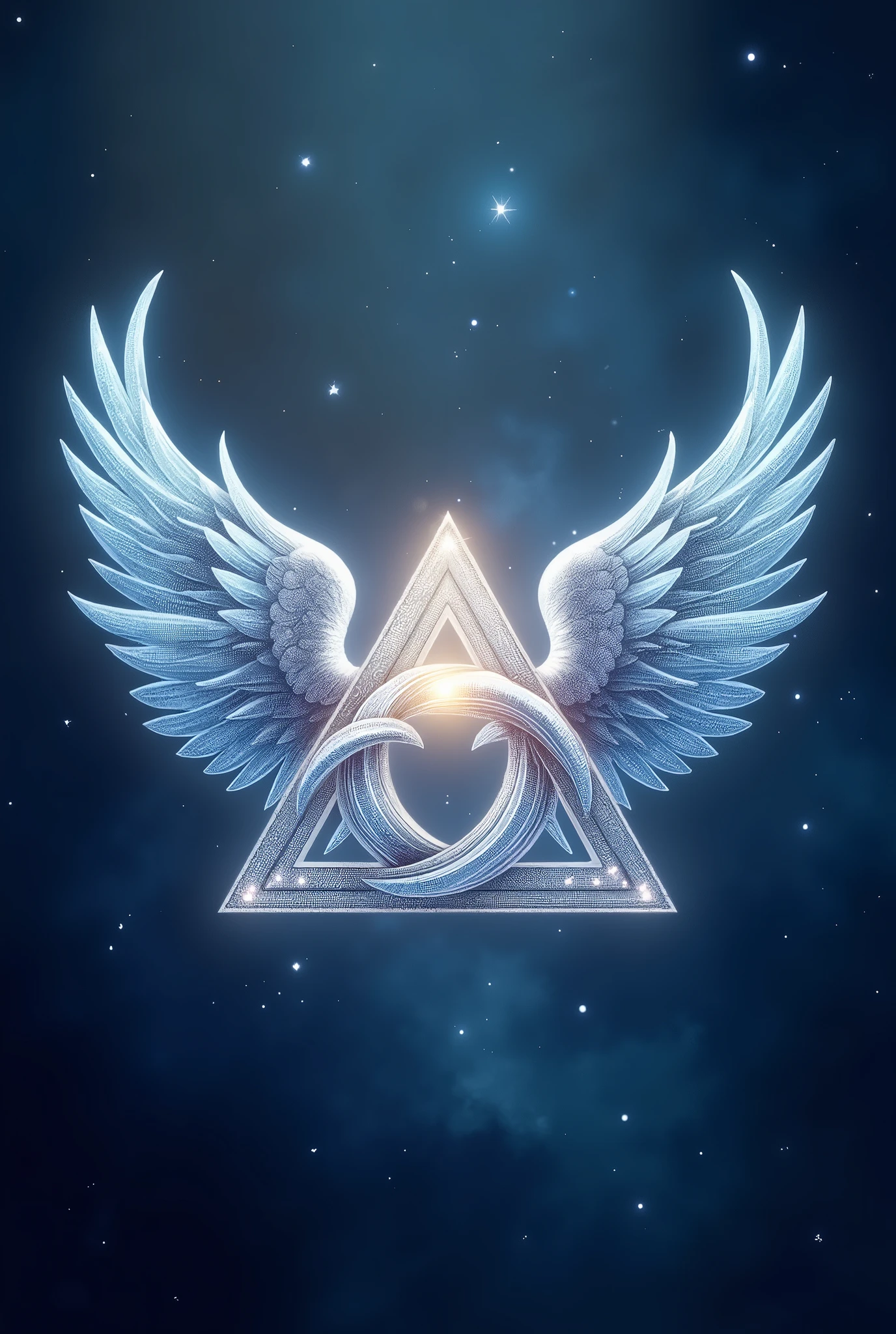 Triquetra symbol with smaller angel wings
