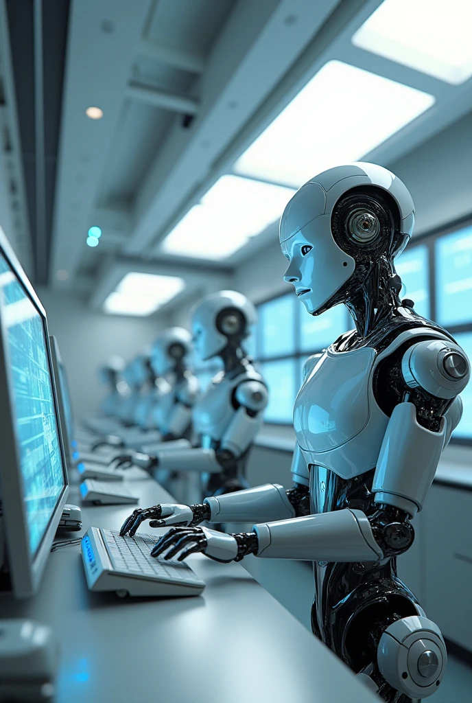 robots pressing buttons in the company