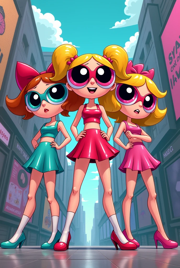 The Powerpuff Girls cartoon in the world of marketing and gossip - I need it to represent that