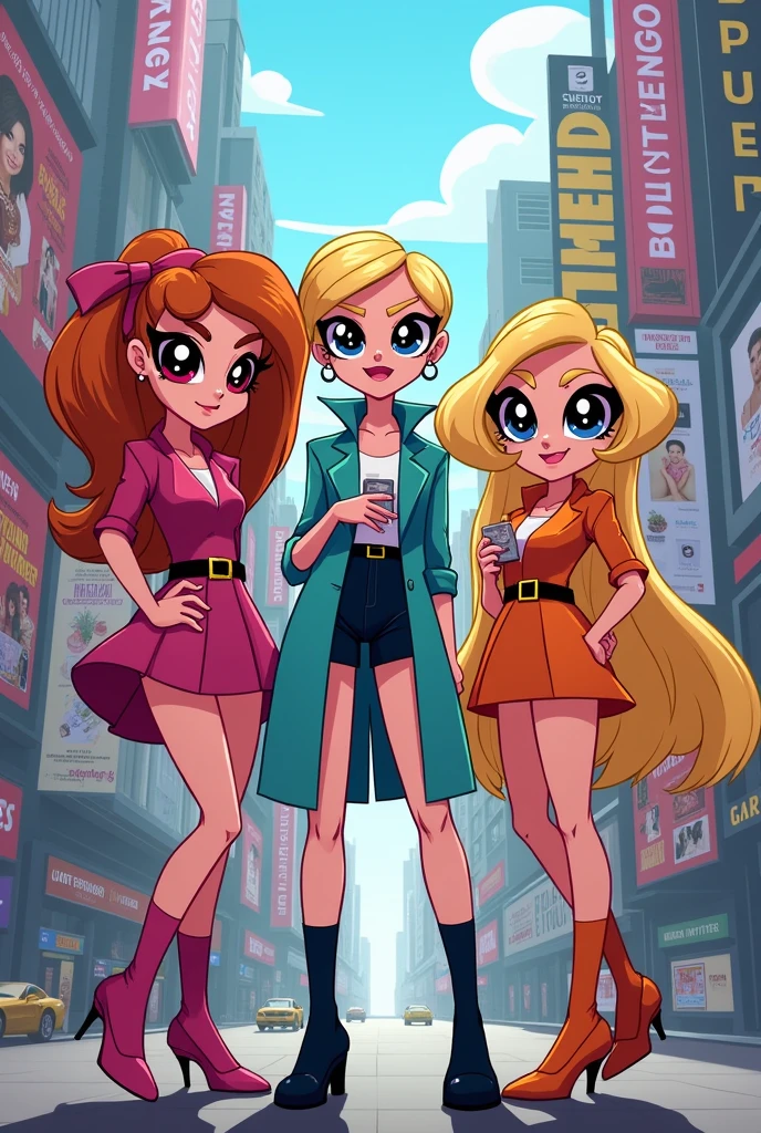 The Powerpuff Girls cartoon in the world of marketing and gossip - I need it to represent that