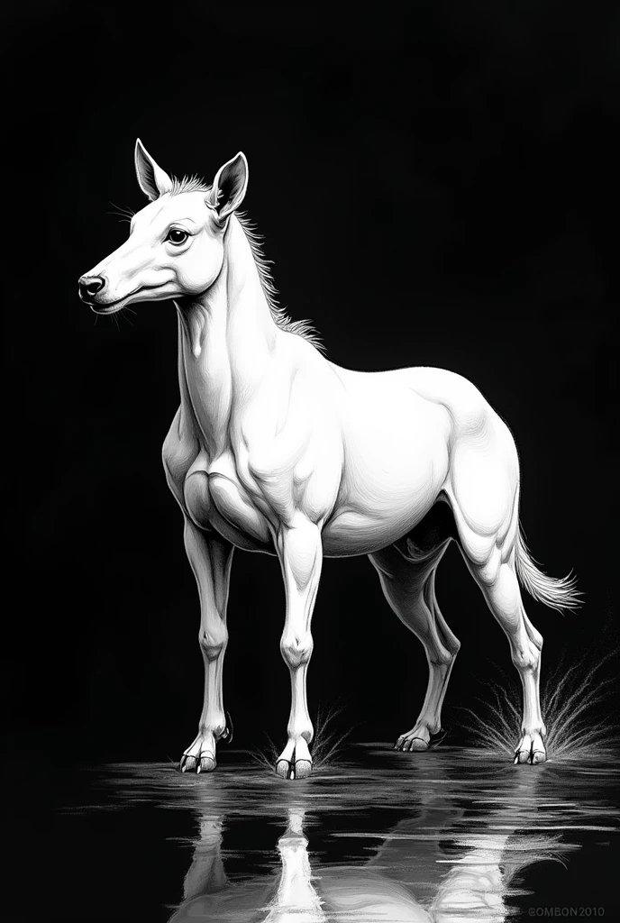 Animal drawing in white with black background 