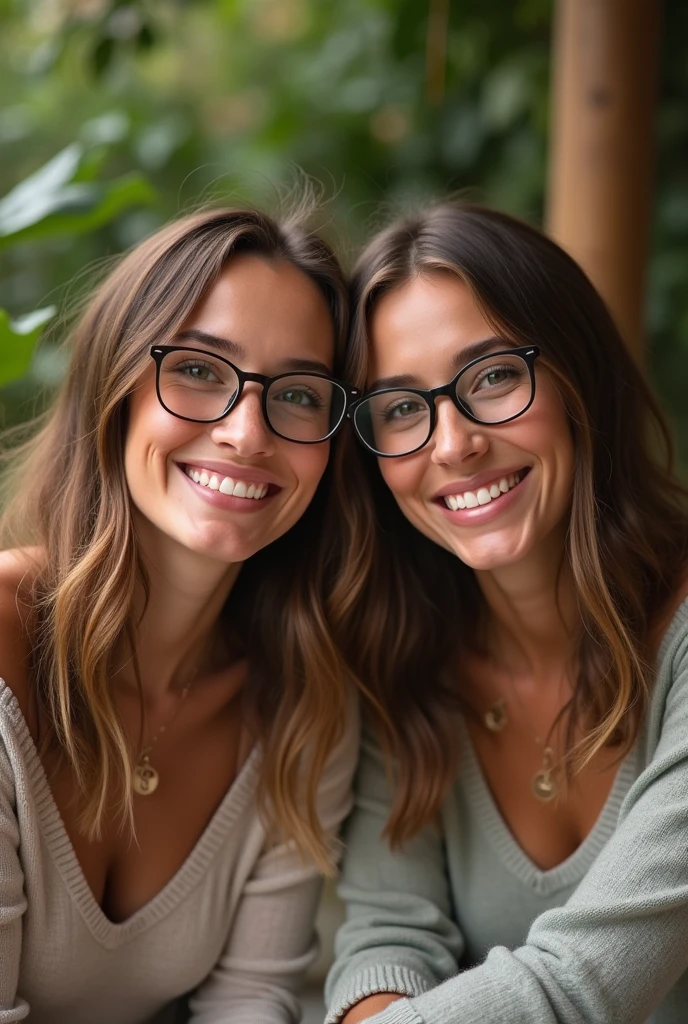 Two white friends, one wearing glasses and the other not