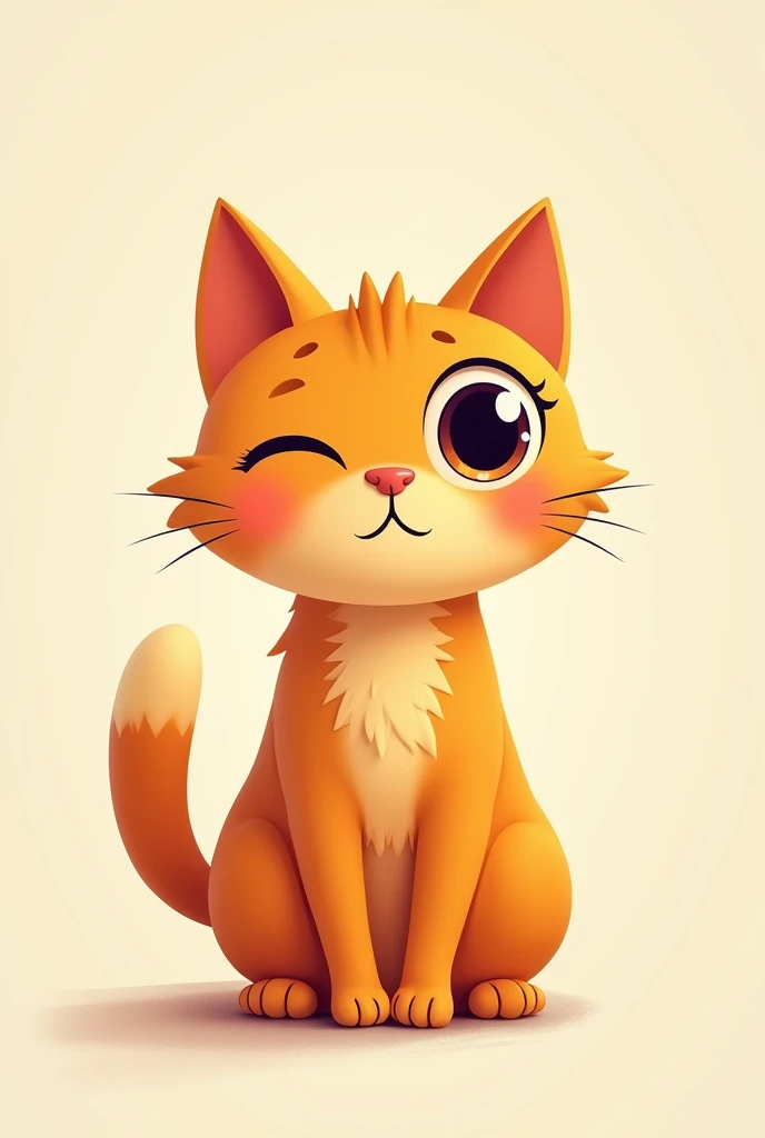 Orange cat with one eye bigger than the other 
