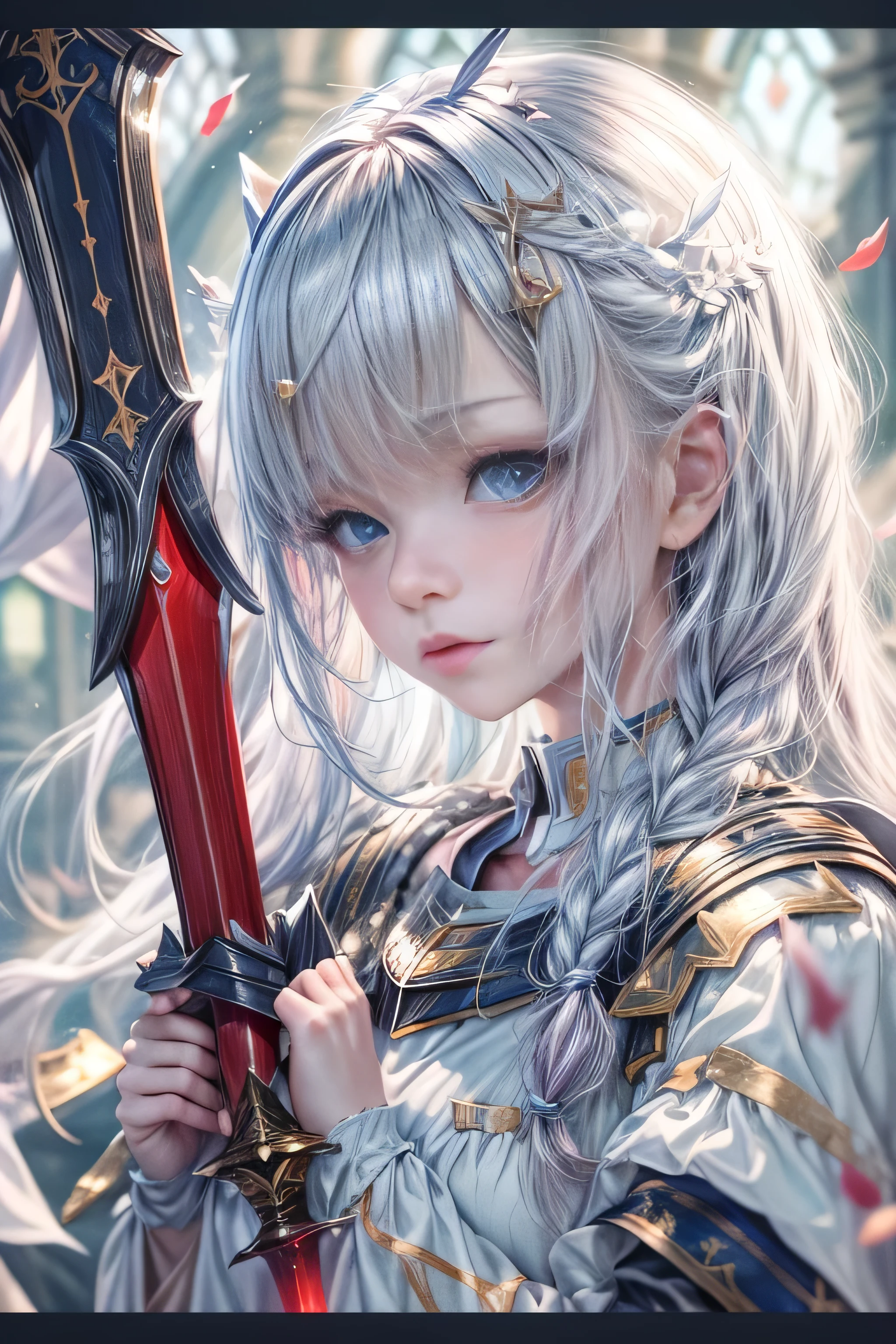 Close-up de uma garota com uma espada,corpo completo , personagem de fantasia ultra-detalhado, intrincado lindo estilo CGI anime, female demon suitable for white horns, fantasia de detalhe 4K, Iconic character of high detail, handsome biomechanical elf, personagem de fantasia complexa, High detail and very sharp and intricate art. octan render, 3D rendering 8K character art , deserto , Ruins of a castle , cidades