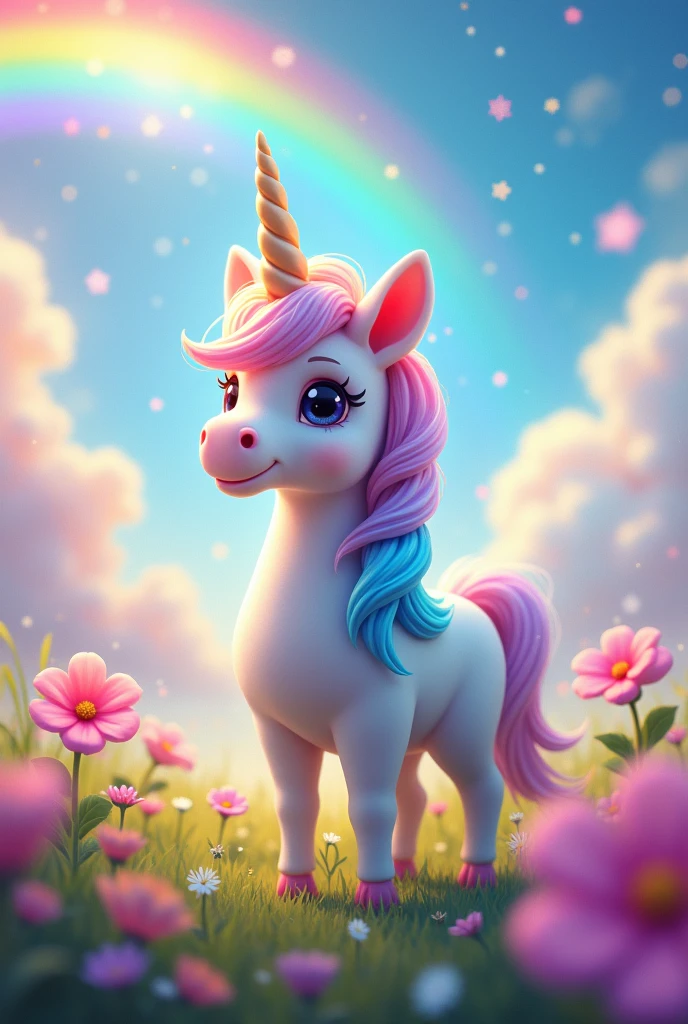 Unicorn bb with many colors and rainbow

