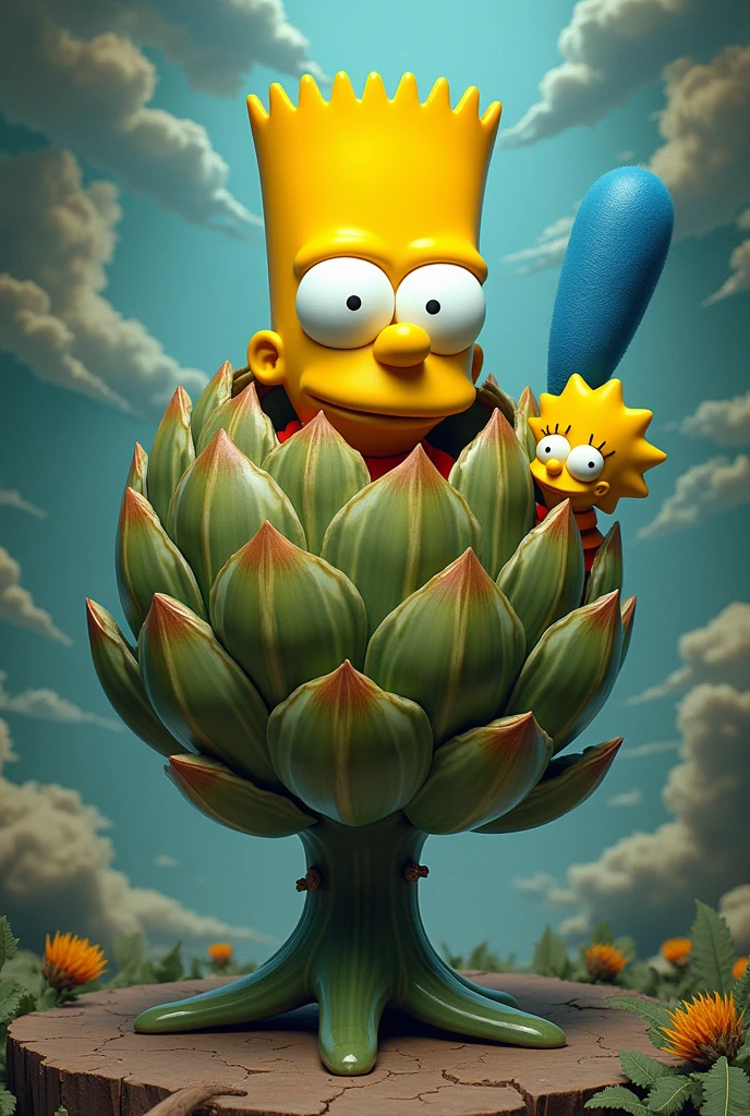 Marge Simpson, with her iconic big curves, is the center of attention in this full nude body picture, A body of sheer perfection, Standing next to her, with unabashed admiration, is her mischievous son Bart. He stands tall, proudly displaying a full boner, adding to the playful and slightly absurd scene. The image is rendered in ultra-high definition, with every detail of Marge's textured skin and Bart's wide-eyed expression captured in stunning clarity. The background is a simple, plain backdrop, allowing the mother-son