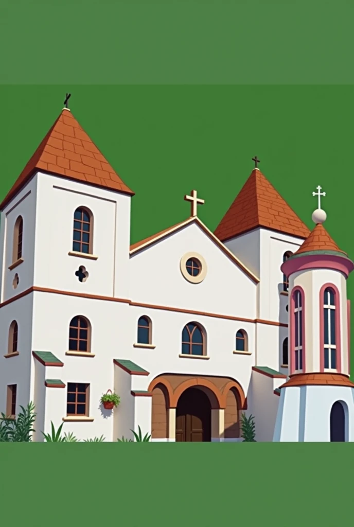 Draw man used in the tip image next to church, disney style image, background with blue sky