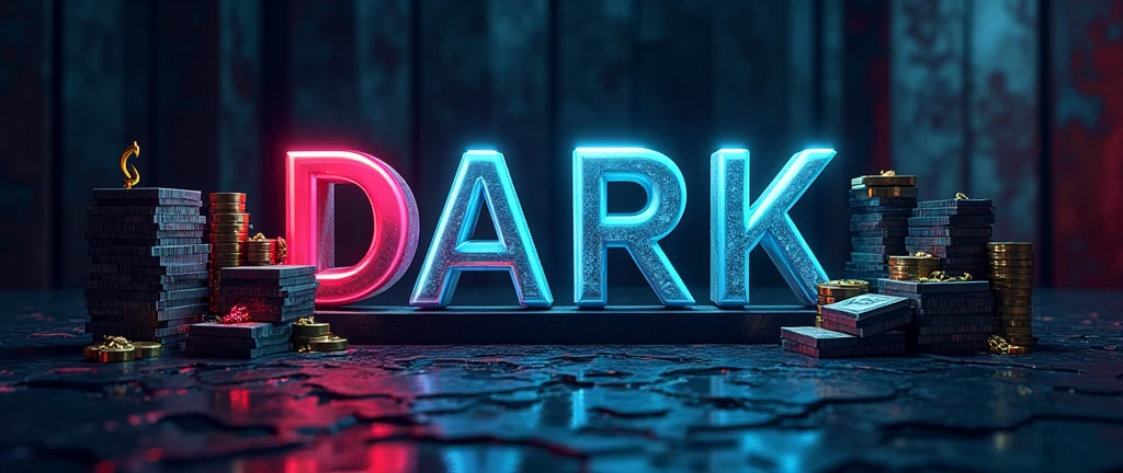 "Create a high-resolution course cover image for: 
'OS SEGREDOS DA MONETIZAÇÃO DARK' with a dark, sleek background in shades of black, deep blue, and metallic silver. The image should prominently feature the course title in bold, legible typography, with a metallic or neon glow effect. Focus on large, clear icons of YouTube, TikTok, and Kwai, along with glowing dollar signs ($) and stacks of money, making these elements visually prominent. The overall design should be modern, striking, and balanced, emphasizing the icons and symbols of monetization."