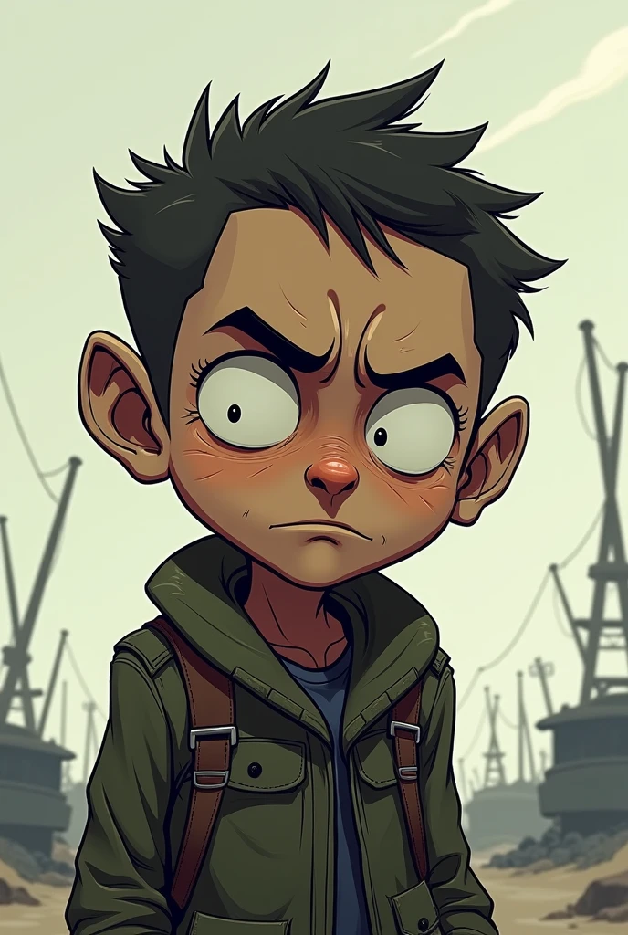 Create a cartoon character with the thousand-yard gaze