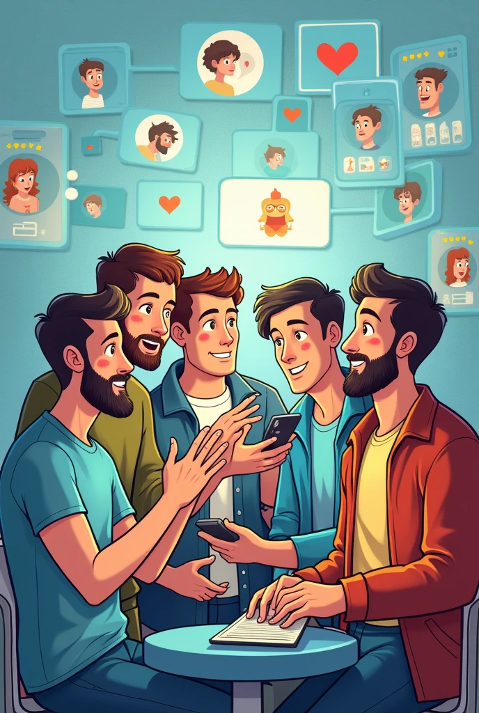Men posting cartoon