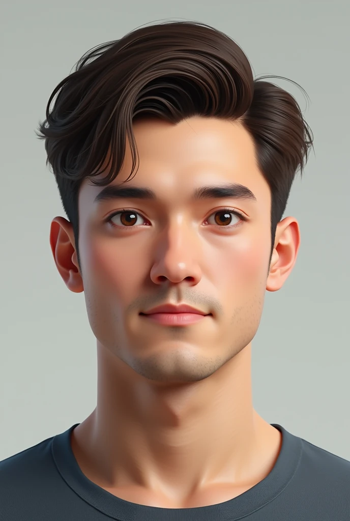 Create a realistic image with the following descriptions: man, Height 1.75m with light complexion, Brown eyes, Brown hair, short and straight and with a crew cut
