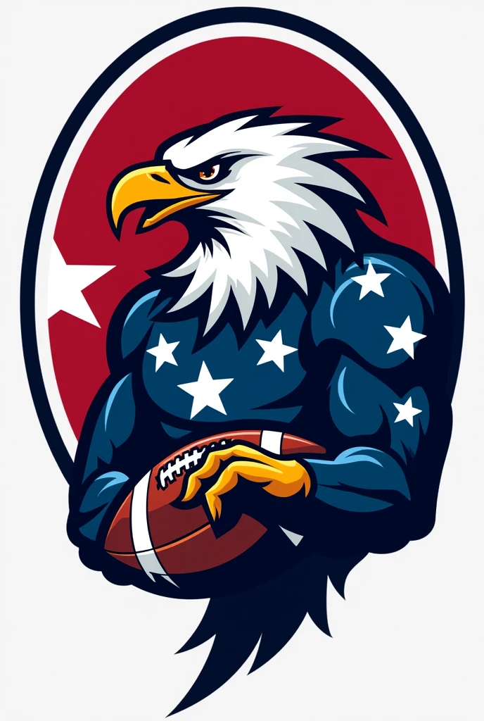 Create an American football team logo with the name Matos Patriots, round and oval in shape 