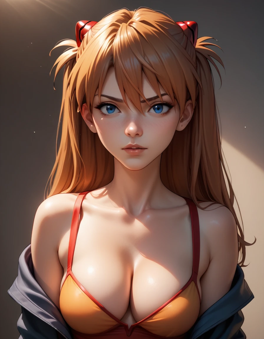 zavy-fzzgrfft, manga of Asuka Langley, dynamic lighting, dots, screentone, evangelion, cleavage, busty,