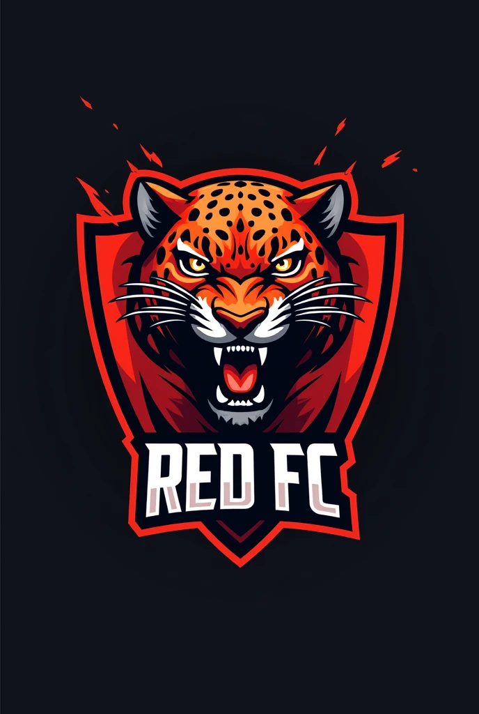 Create a logo for a team called REDD FC, and with a leopard, and on the team&#39;s shield there is a leopard scratch 