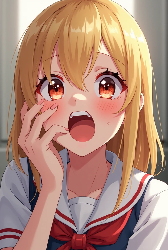 Beutiful blonde school girl squirting extreme orgasm ahegao face
