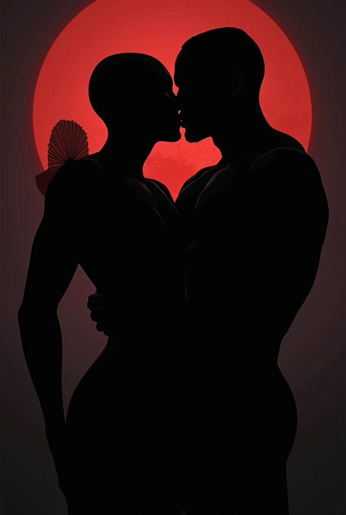 A red hand fan written spider man, behind the black shadows of a gay spider man kiss a black men.
Remember: We can only see their shadows.