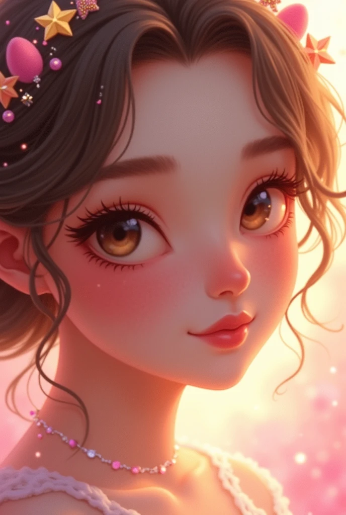 The Goddess Facing Front Show face a little closer
Sparkling wishes come true Pink Background kind beautiful love affair Cupid