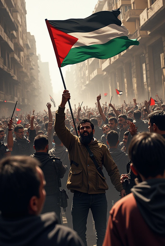 Thousands of Palastine people are attacked with flags of palastine