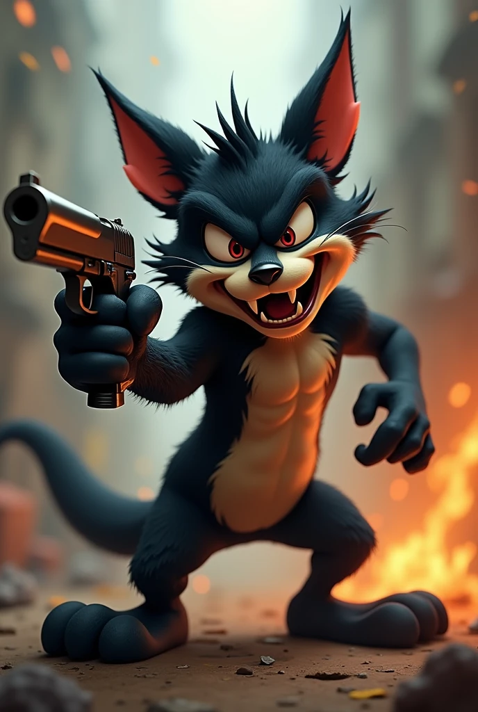 Tazmanian devil from looney toons with gun