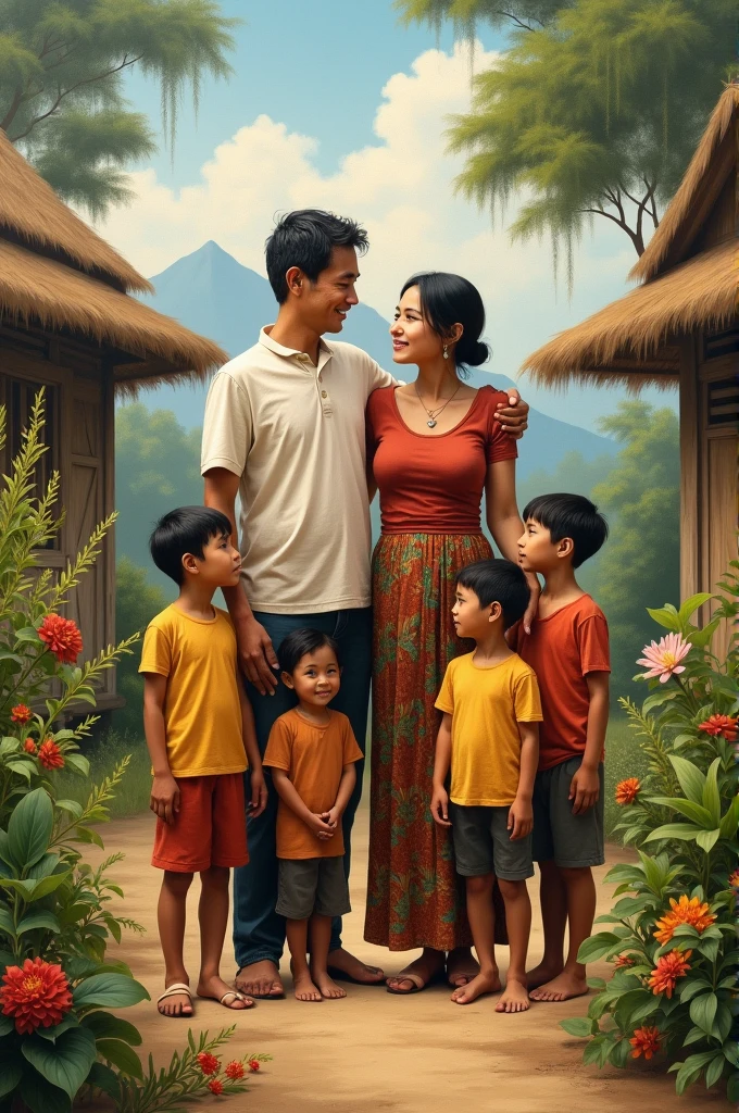 Father mother and their sons live in Myanmar