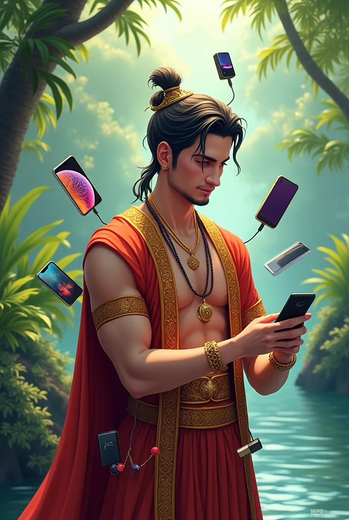 Kerala king Maveli using mobile accessories
Belly fat men
Skin white
Beardless