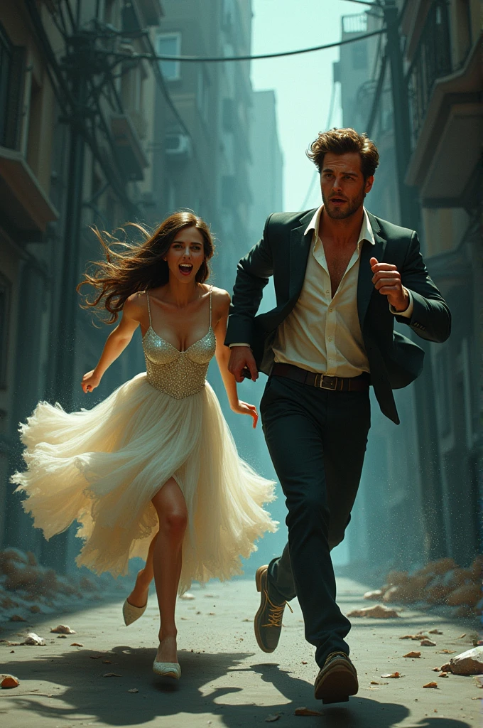 I WANT A MAN RUNNING AFTER A WOMAN WITH CAT HAIR IN A PROM DRESS