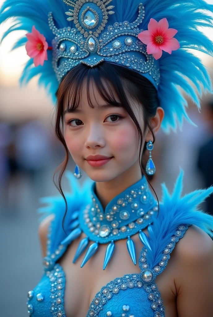 (masterpiece,Highest quality:1.4),(8k,RAW Photos,Photorealistic:1.2),(Glowing Skin),Detailed skin,Detailed face,Detailed eyes,Sparkling eyes:1.3,Symmetrical eyes,Detailed Background,Detailed hands,One girl,Natural Makeup,((Cute Teen)),(Glowing blue、Colorful costumes), Natural Breasts,young tendencyy hair, ((Average teenage breasts)),(((Little Samba Girl))),((Shiny cleavage)), (So beautiful and cute), (Beautiful Asian),, Girl cute beautiful face,,Cute Smile, (Highly detailed samba costume fancy design,tendency),Browsing Caution,Sexy Instagram Style,,Golden ratio face,Japanese Samba Carnival,(((Japanese Teens))),Location was great., Cowboy Shot.
