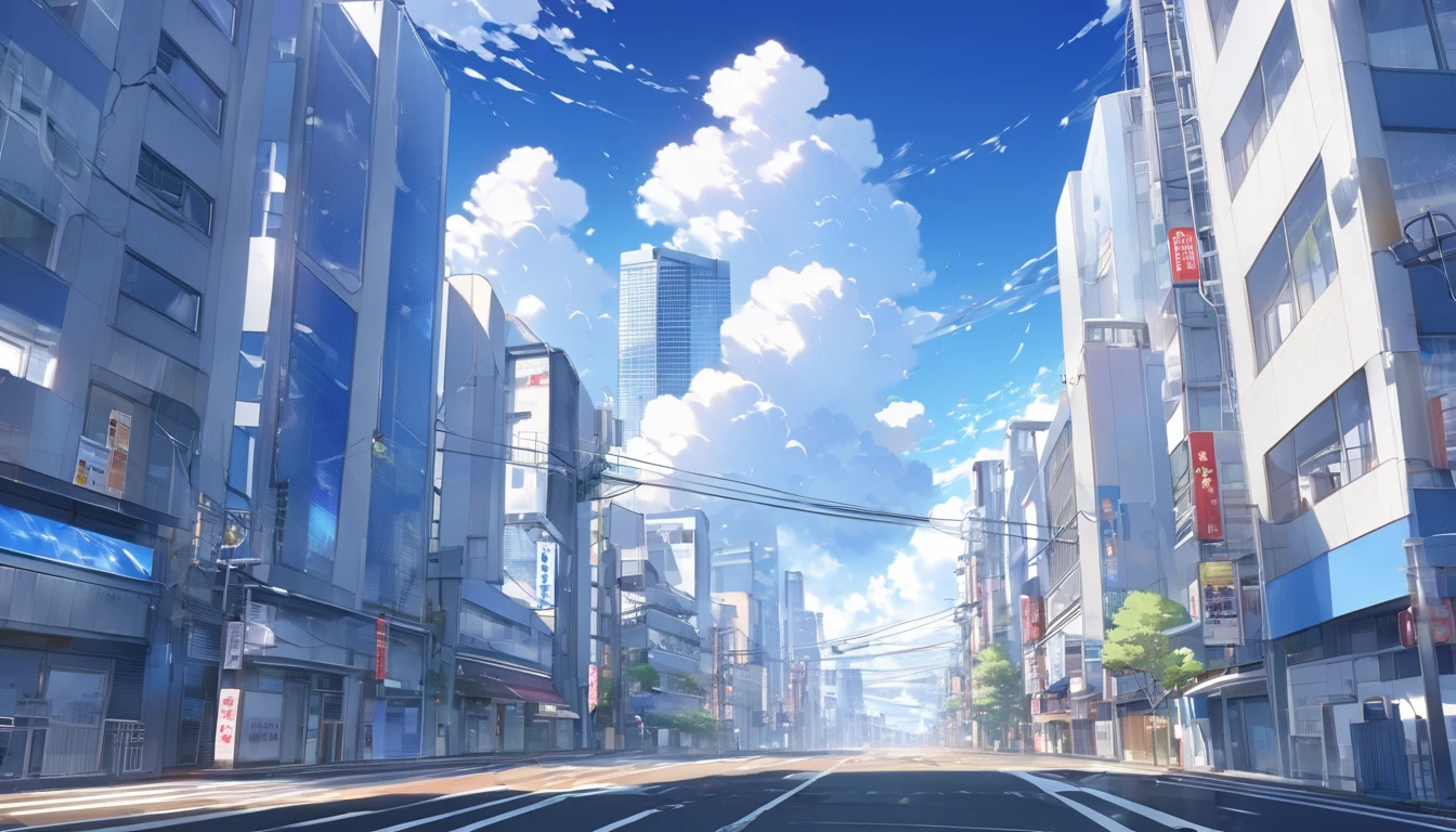High definition、high resolution、Masterpiece、Tokyo buildings hit by tsunami、City壊滅、blue sky、City、City、Buildings、Makoto Shinkai style、