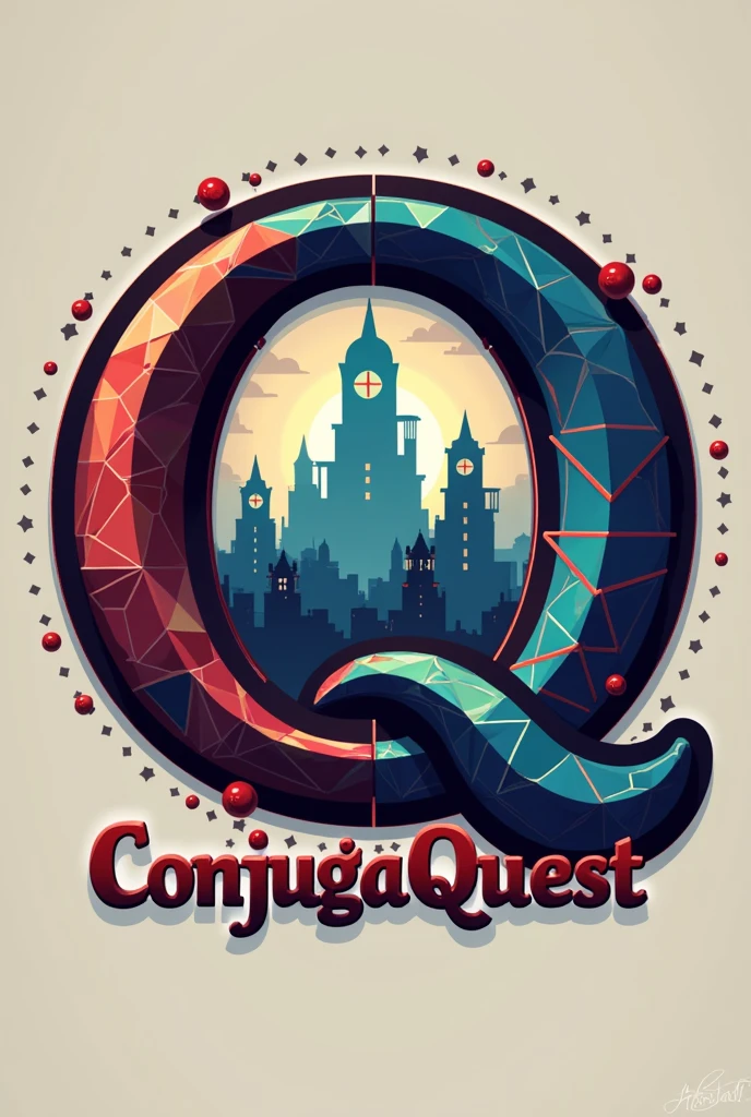Letters CQ from a logo for a board game called ConjugaQuest, with large, eye-catching letters