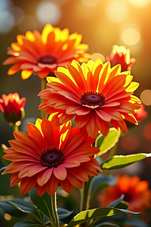 Red and yellow flowers that are as bright as the sun and cheer up those around them、Colorful bouquets of orange and other colors