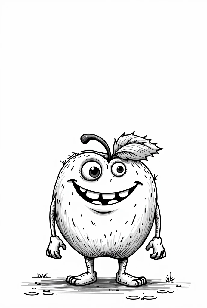 a cute apple monster coloring book for kids, black and white outline