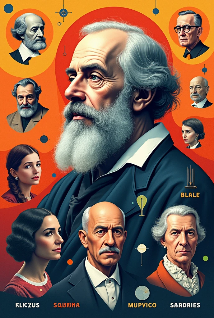 Magazine poster with the following pedagogues: Plato Juan Luis Vives Juan Amos Comenius John Locke Jean-Lacques Rousseau Heinrich Pestalozzi George Derschensteiner Ovide Decroly Edward Claparéde John Dewey Maria Montessori Celestine Freinet Gabino Barreda Justo Sierra José Vasconcelos Torres Quintero Antonio Caso Enrique Rébsamen