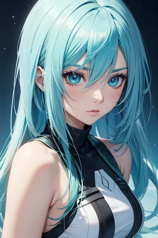 create an anime character with light blue hair and green eyes called Natasha